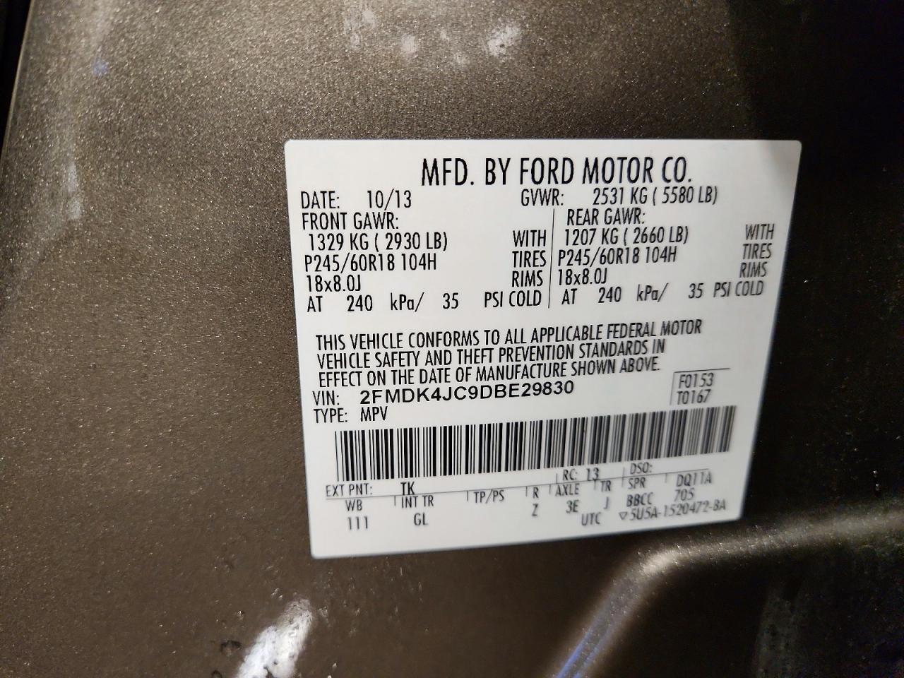 2013 FORD EDGE SEL photo 25