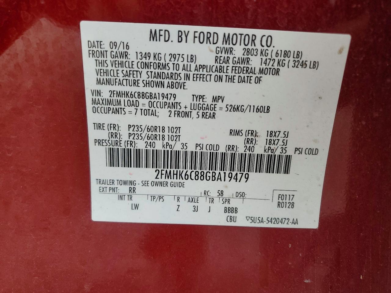 2016 FORD FLEX SEL photo 13