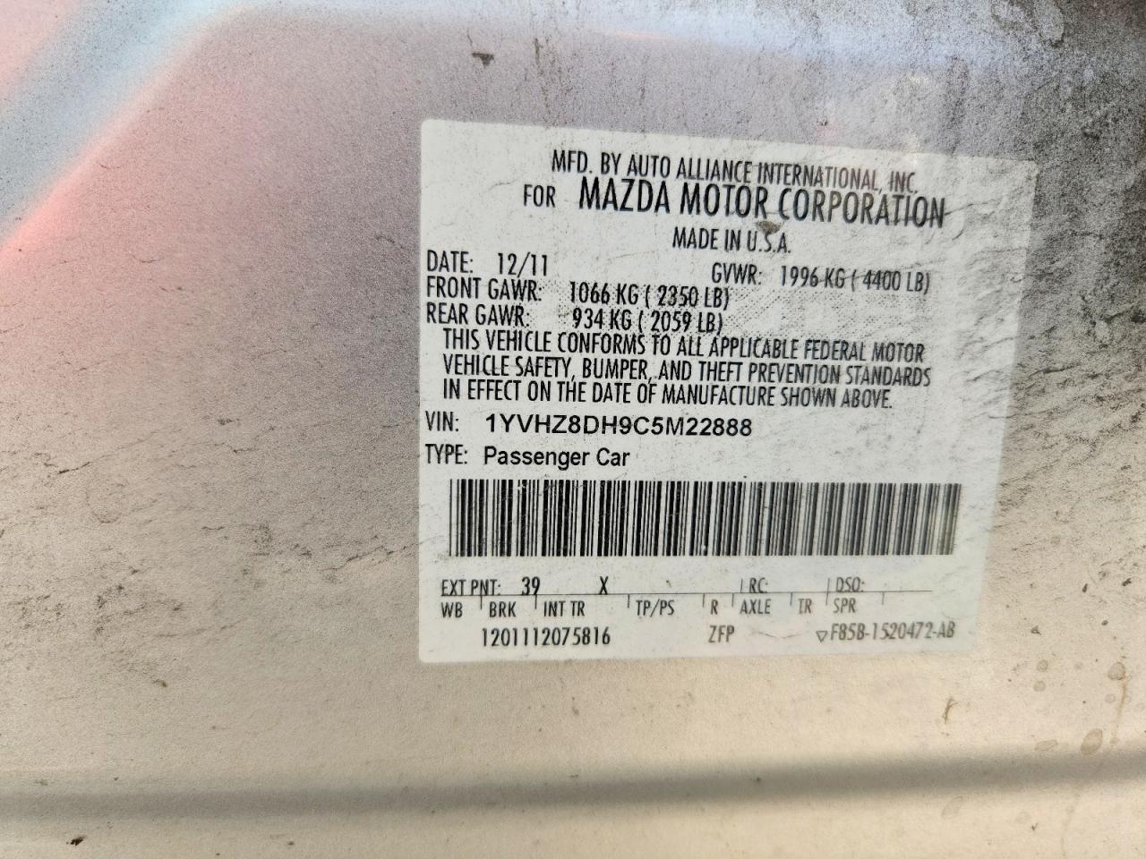 2012 MAZDA 6 I photo 34