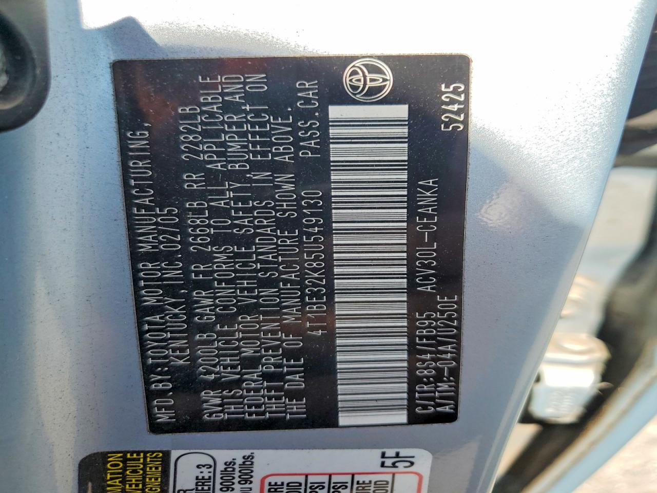 2005 TOYOTA CAMRY LE photo 23