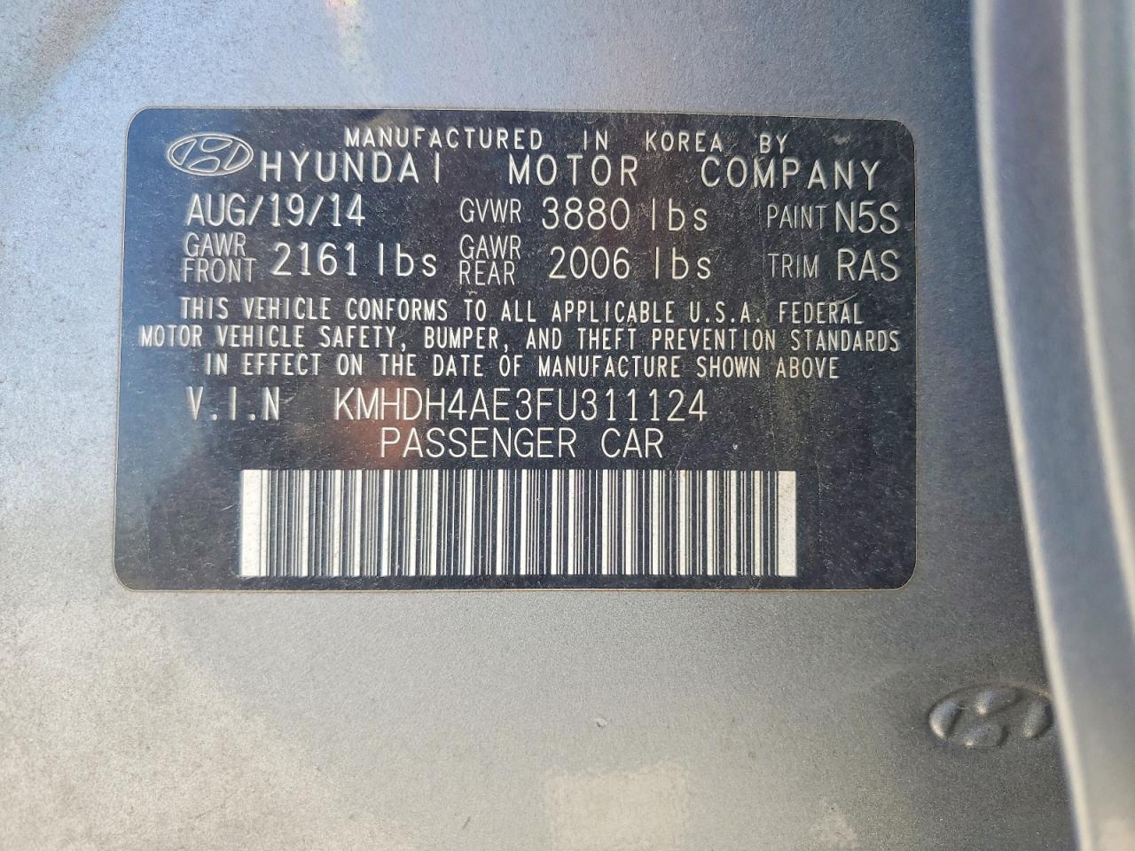 2015 HYUNDAI ELANTRA SE photo 12