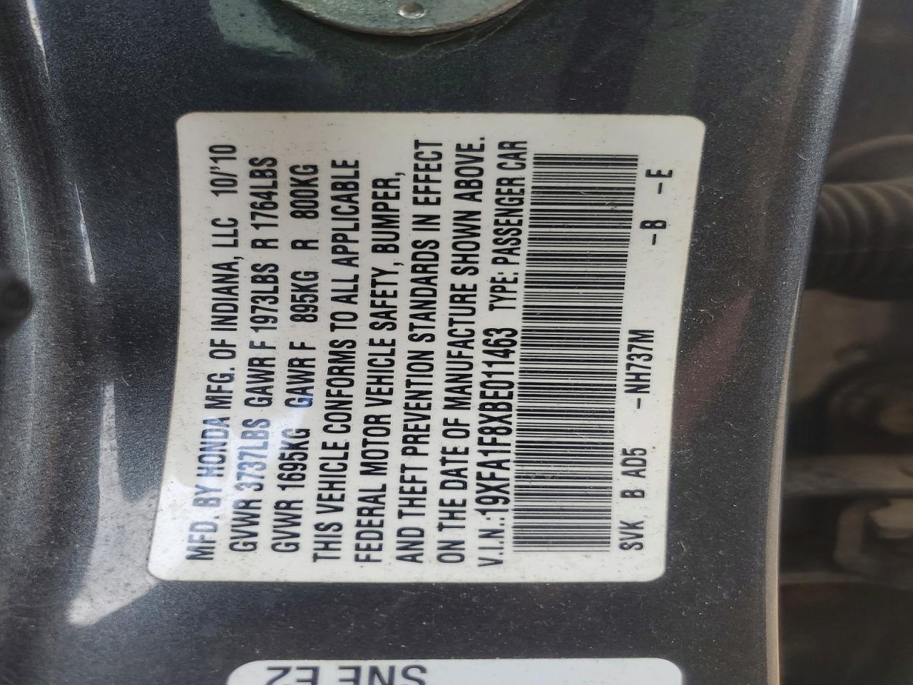 2011 HONDA CIVIC EX photo 25
