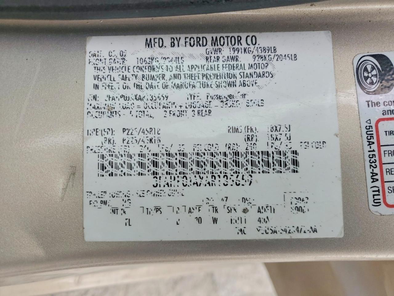 2010 FORD FUSION SEL photo 12