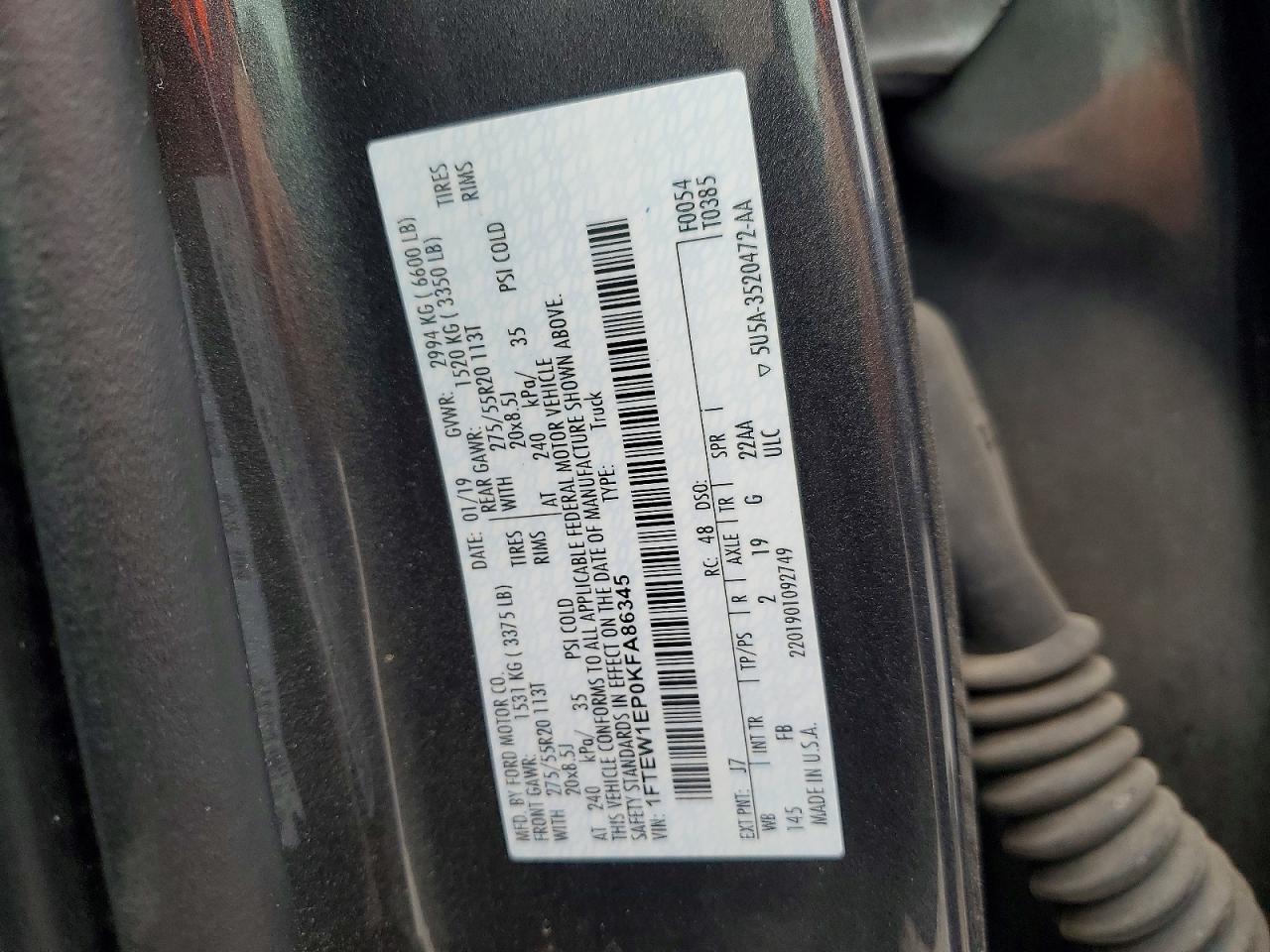 2019 FORD F150 SUPERCREW photo 34