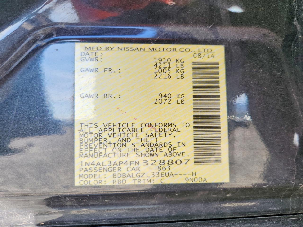2015 NISSAN ALTIMA 2.5 S photo 23