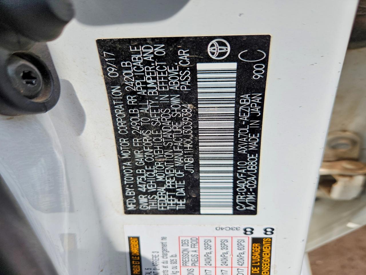 2018 TOYOTA CAMRY LE photo 12