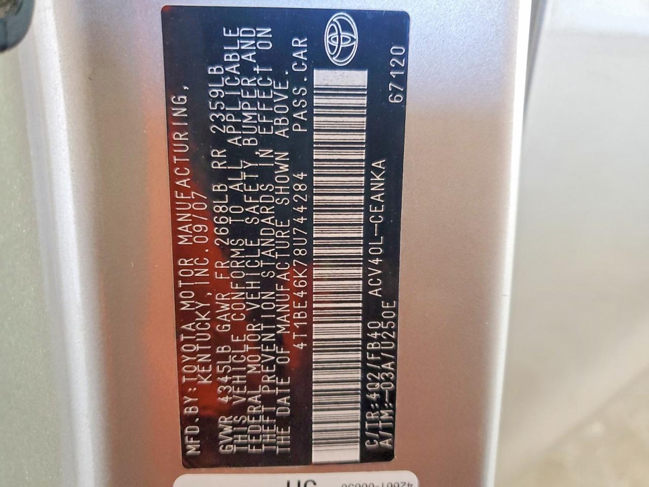 2008 TOYOTA CAMRY LE photo 23