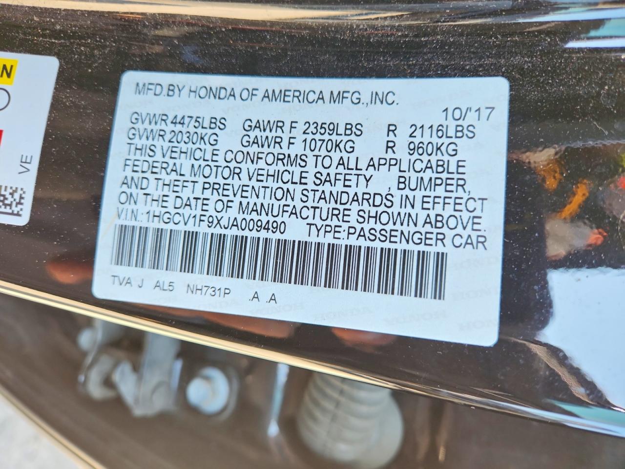 2018 HONDA ACCORD TOURING photo 34