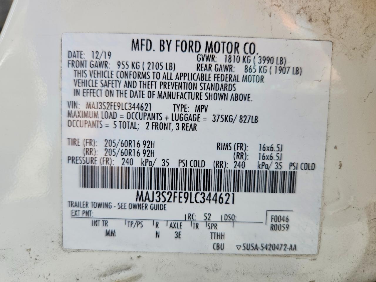 2020 FORD ECOSPORT S photo 40