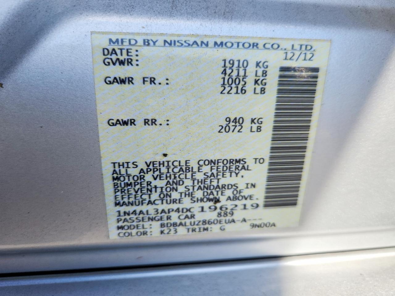 2013 NISSAN ALTIMA 2.5 photo 23