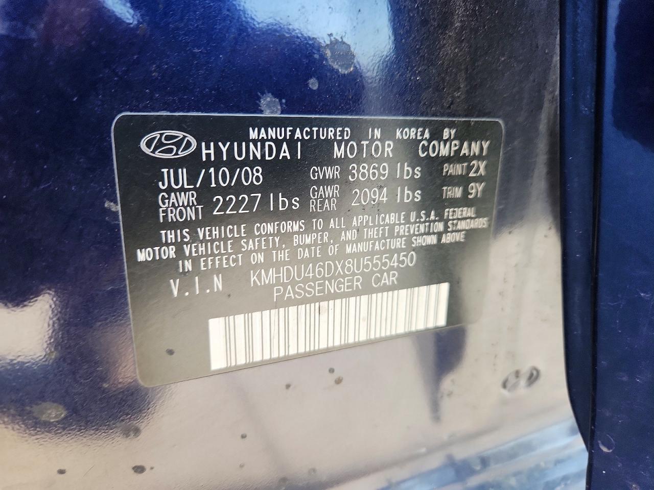 2008 HYUNDAI ELANTRA GLS photo 23