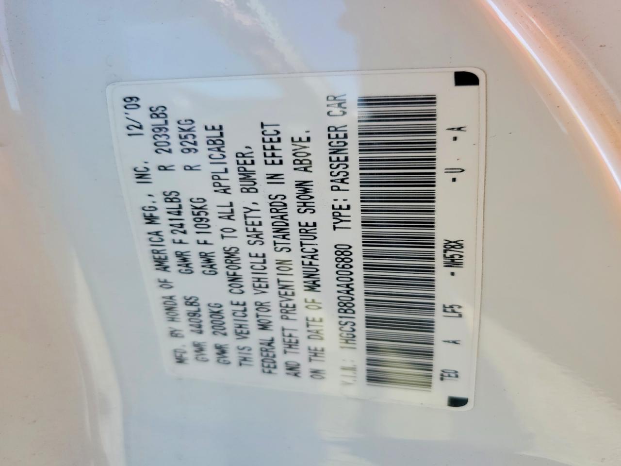 2010 HONDA ACCORD EXL photo 23