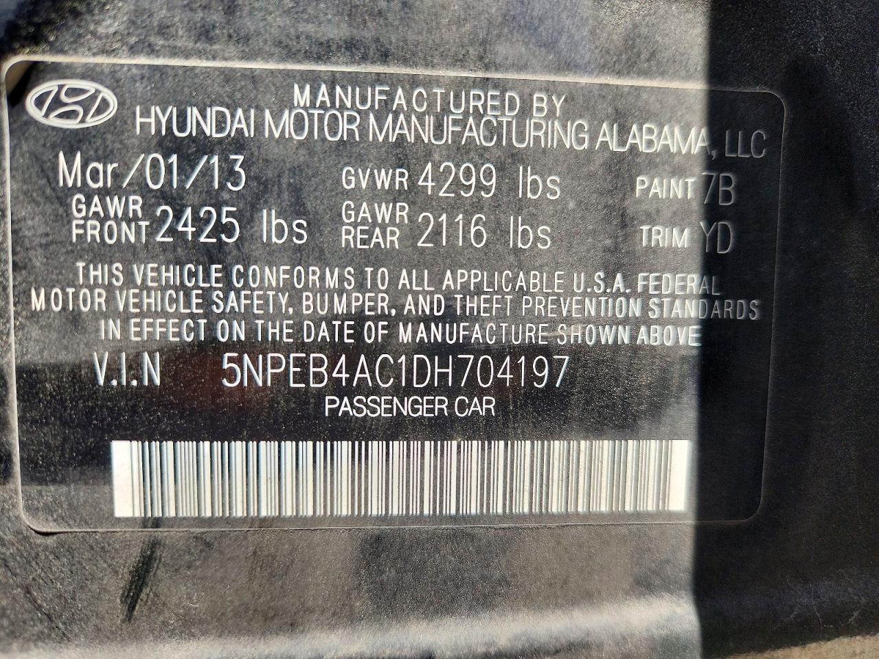 2013 HYUNDAI SONATA GLS photo 23