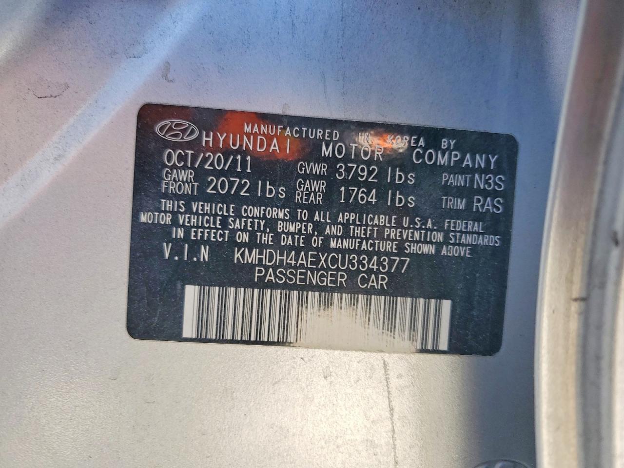 2012 HYUNDAI ELANTRA GLS photo 25