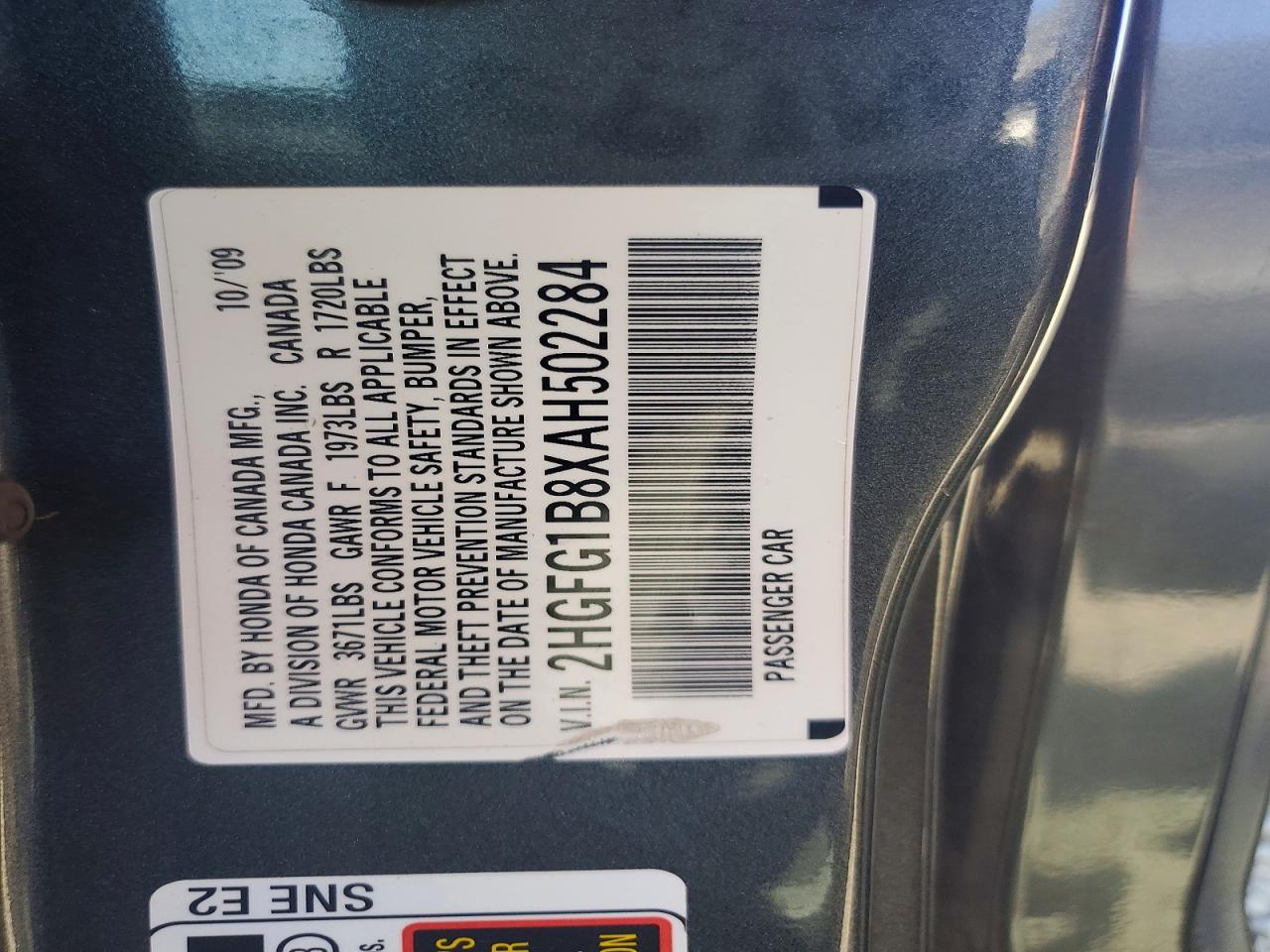 2010 HONDA CIVIC EX photo 12