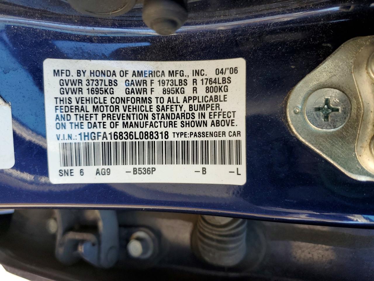 2006 HONDA CIVIC EX photo 23