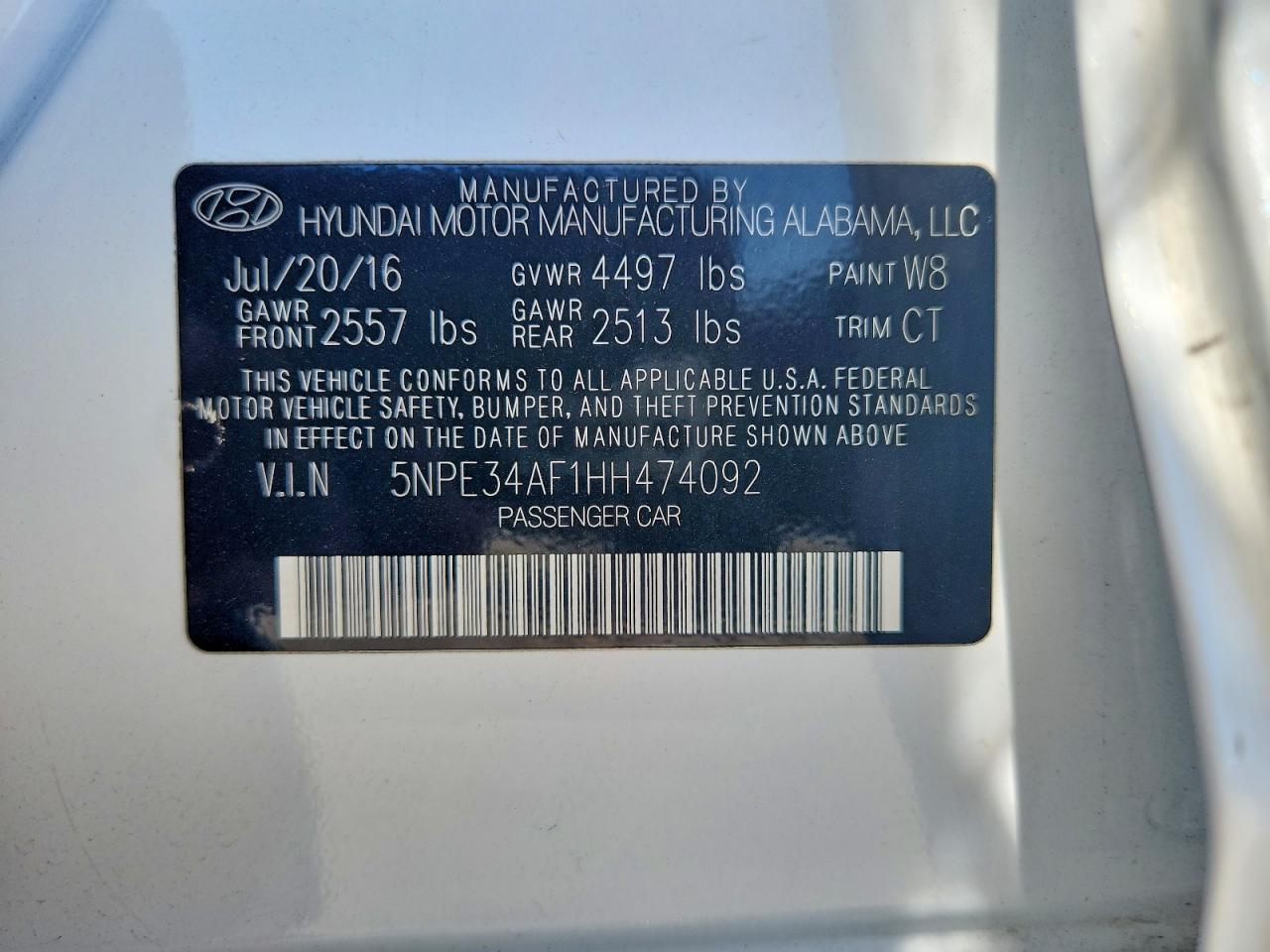 2017 HYUNDAI SONATA SPORT photo 23