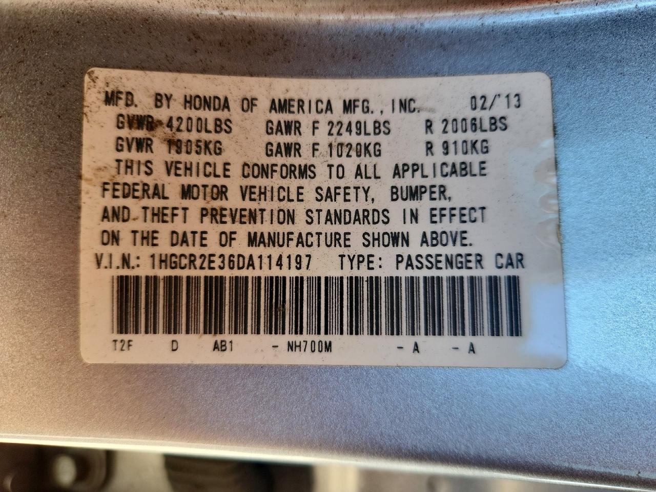 2013 HONDA ACCORD LX photo 37