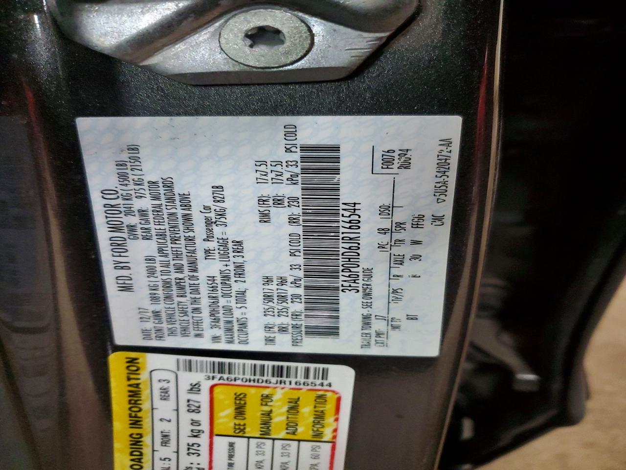 2018 FORD FUSION SE photo 12
