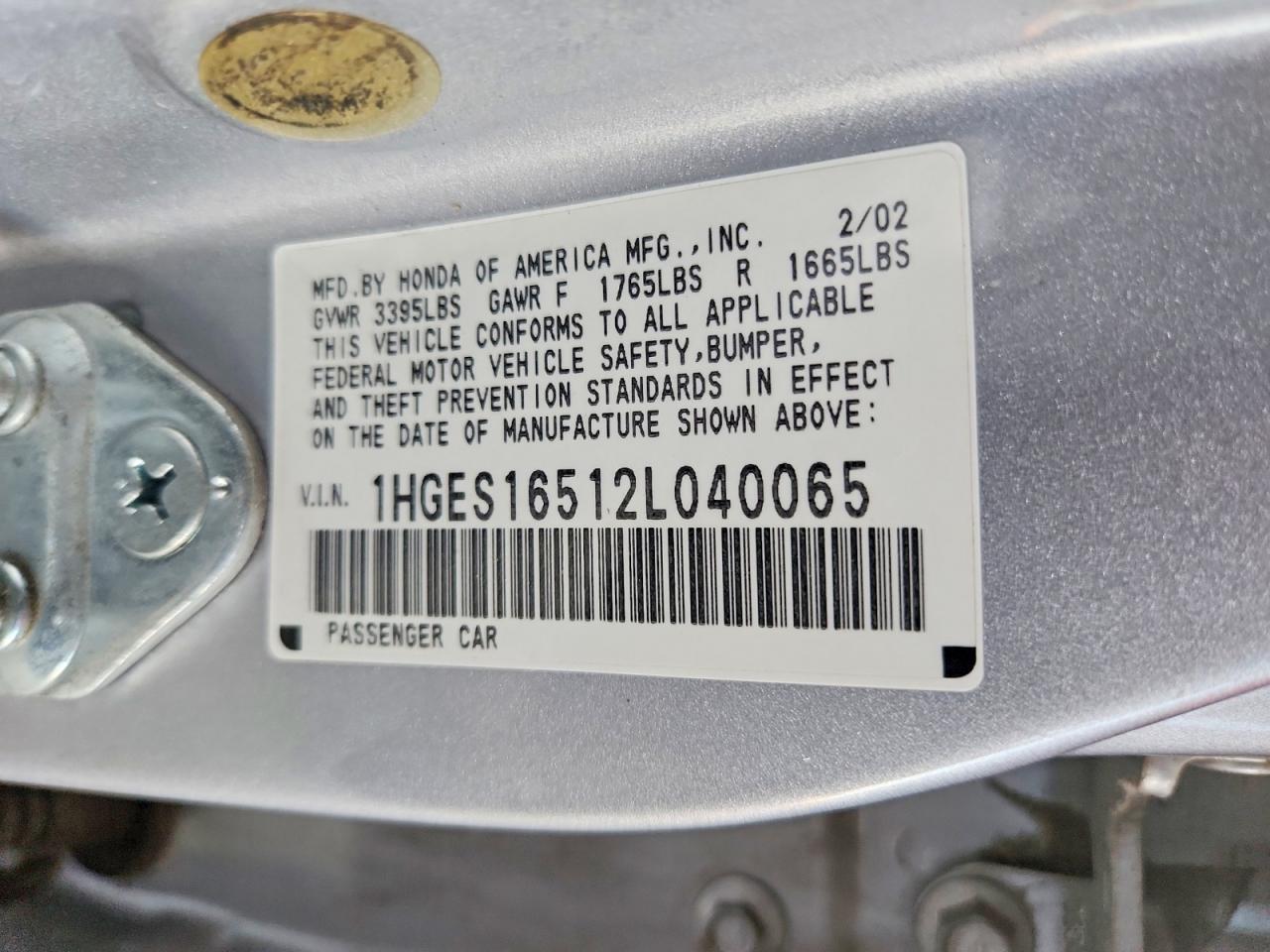 2002 HONDA CIVIC LX photo 23