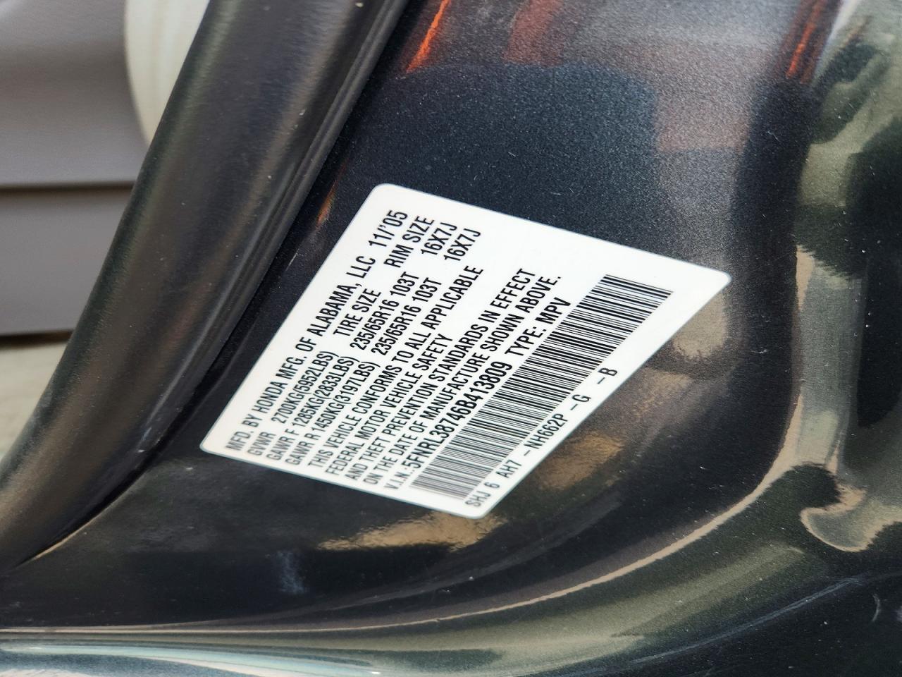 2006 HONDA ODYSSEY EXL photo 37