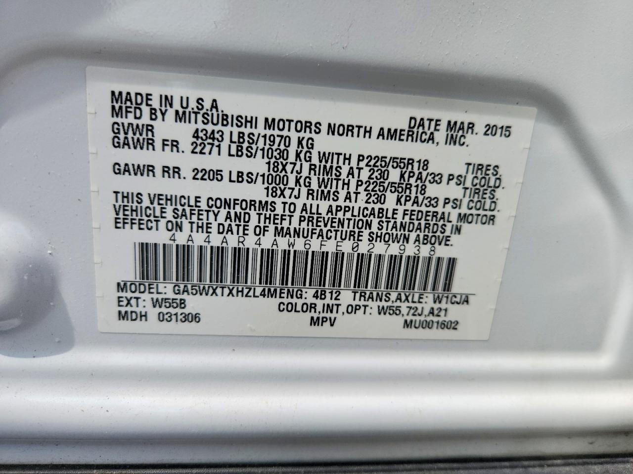 2015 MITSUBISHI OUTLANDER photo 13