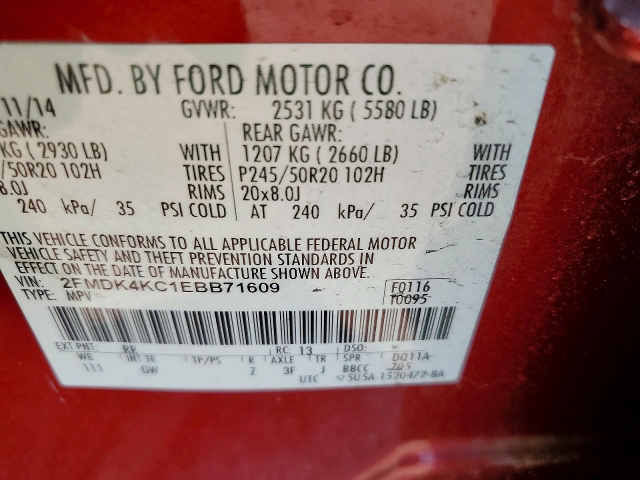 2014 FORD EDGE LIMITED photo 25