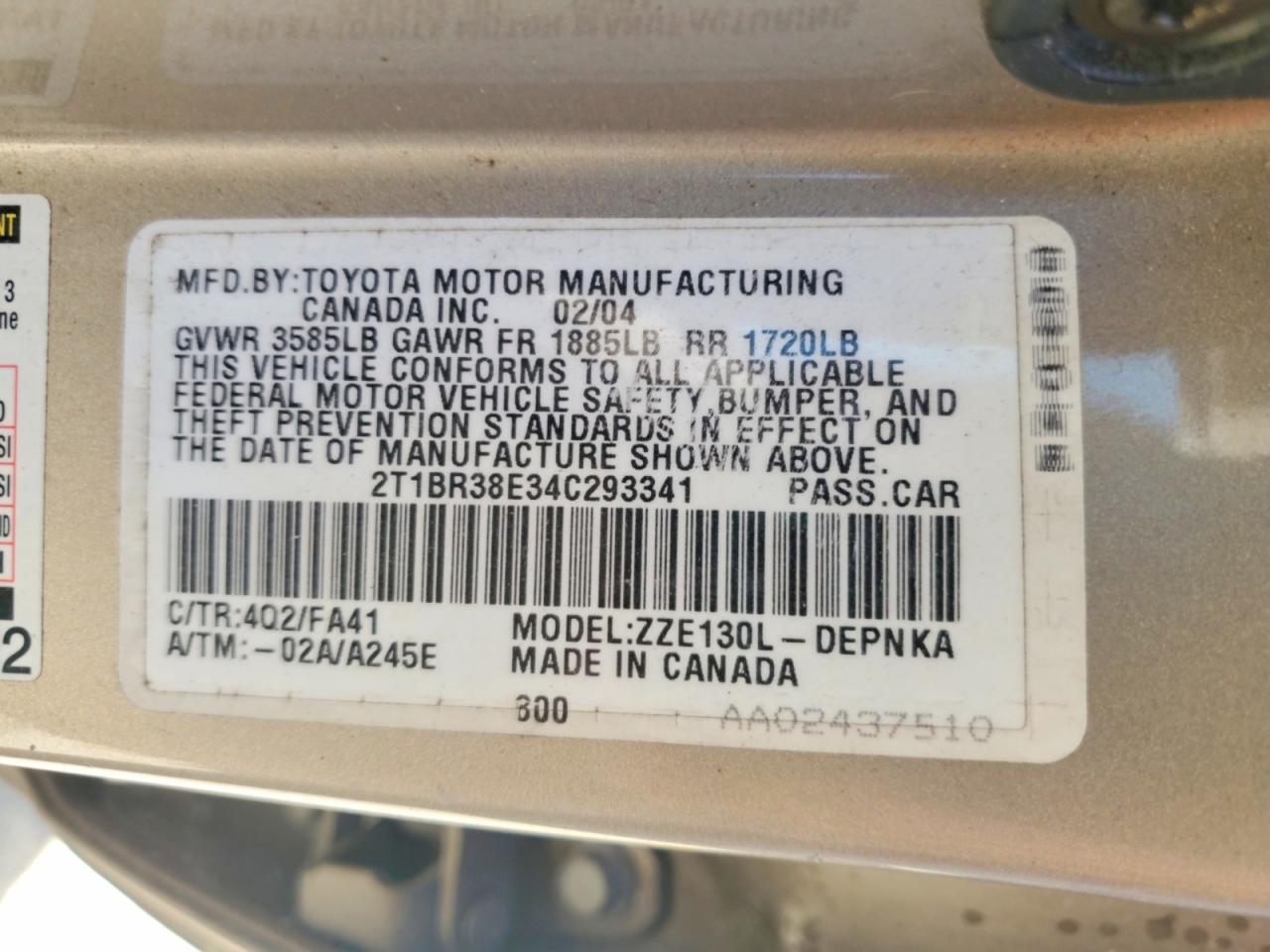 2004 TOYOTA COROLLA LE photo 25