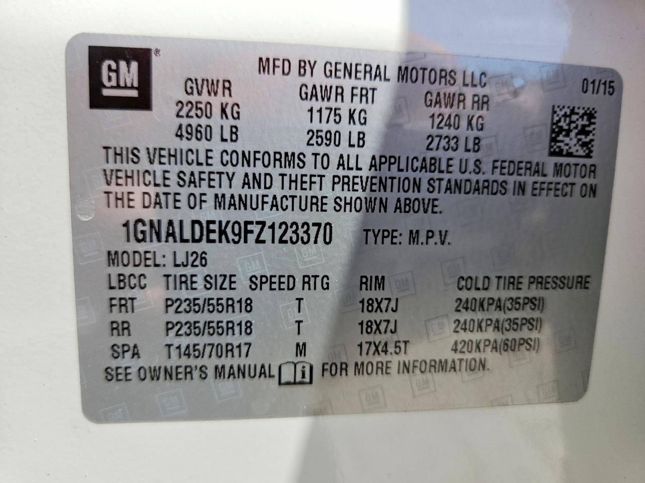 2015 CHEVROLET EQUINOX LTZ photo 37