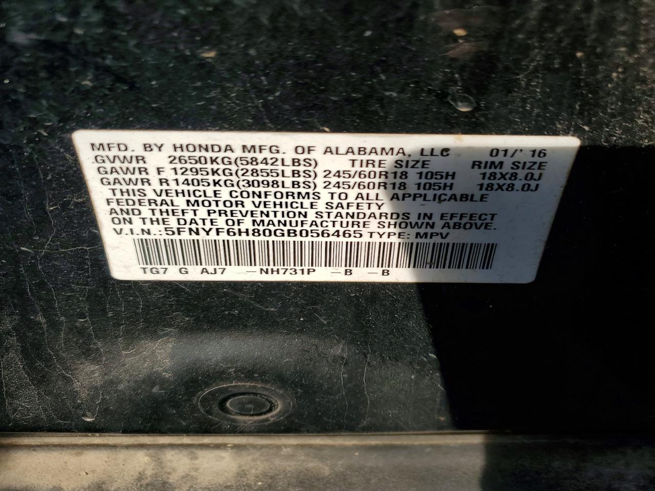 2016 HONDA PILOT EXL photo 40
