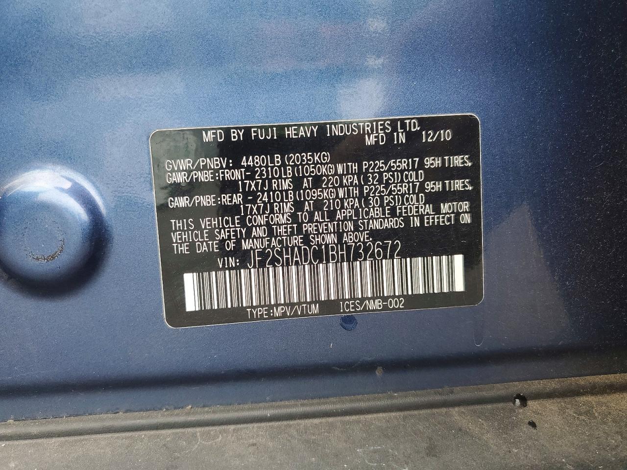 2011 SUBARU FORESTER 2.5X PREMIUM photo 12