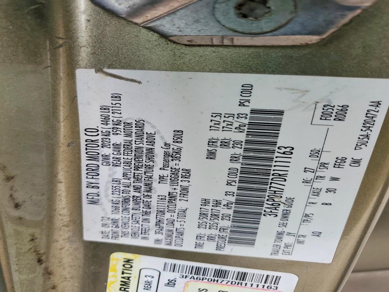 2013 FORD FUSION SE photo 23