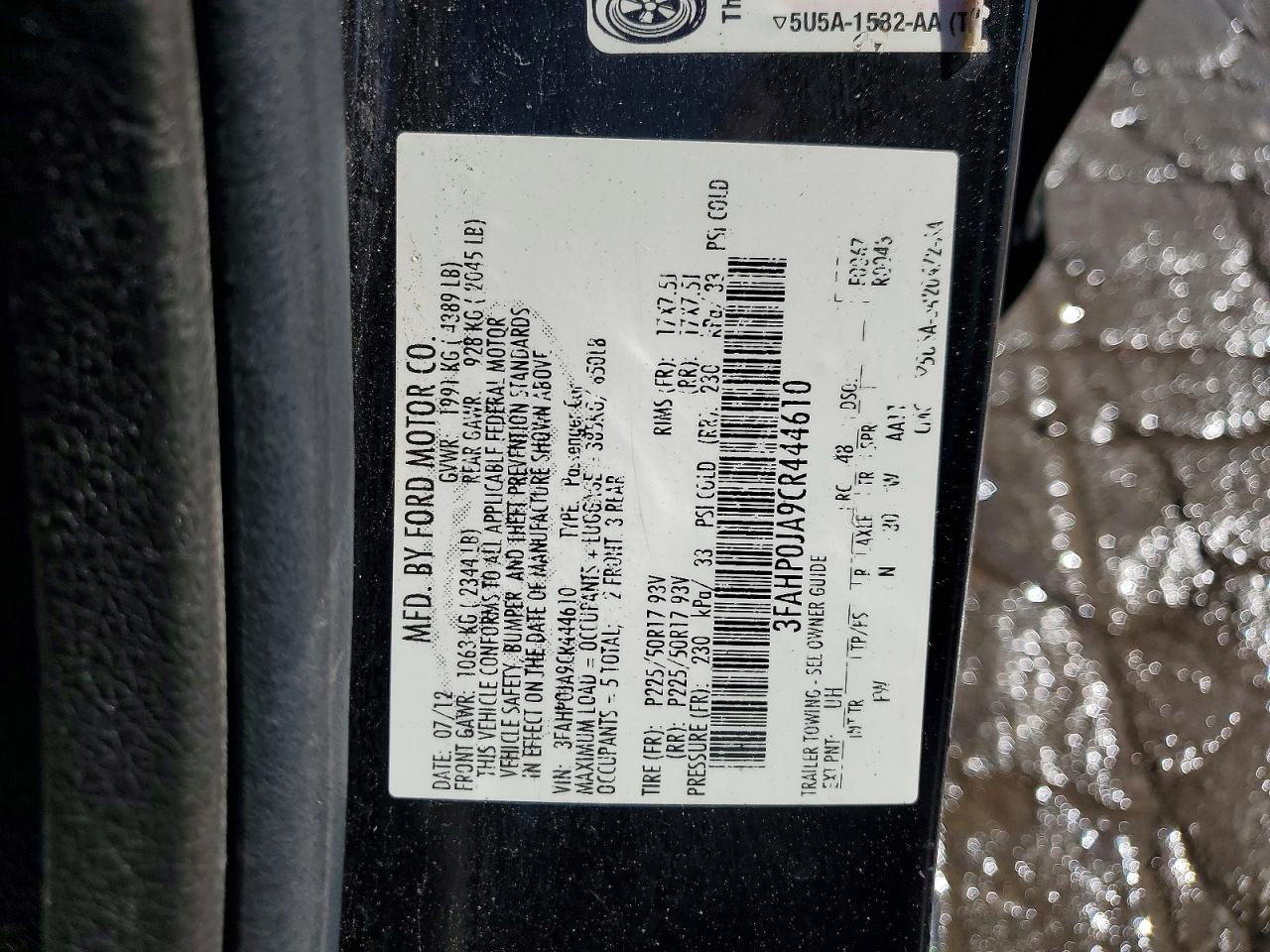 2012 FORD FUSION SEL photo 37