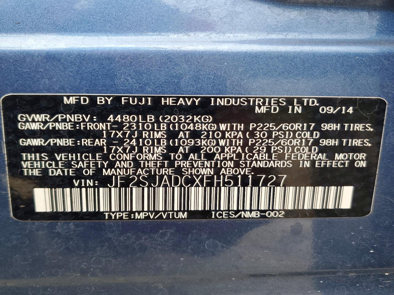 2015 SUBARU FORESTER 2.5I PREMIUM photo 27