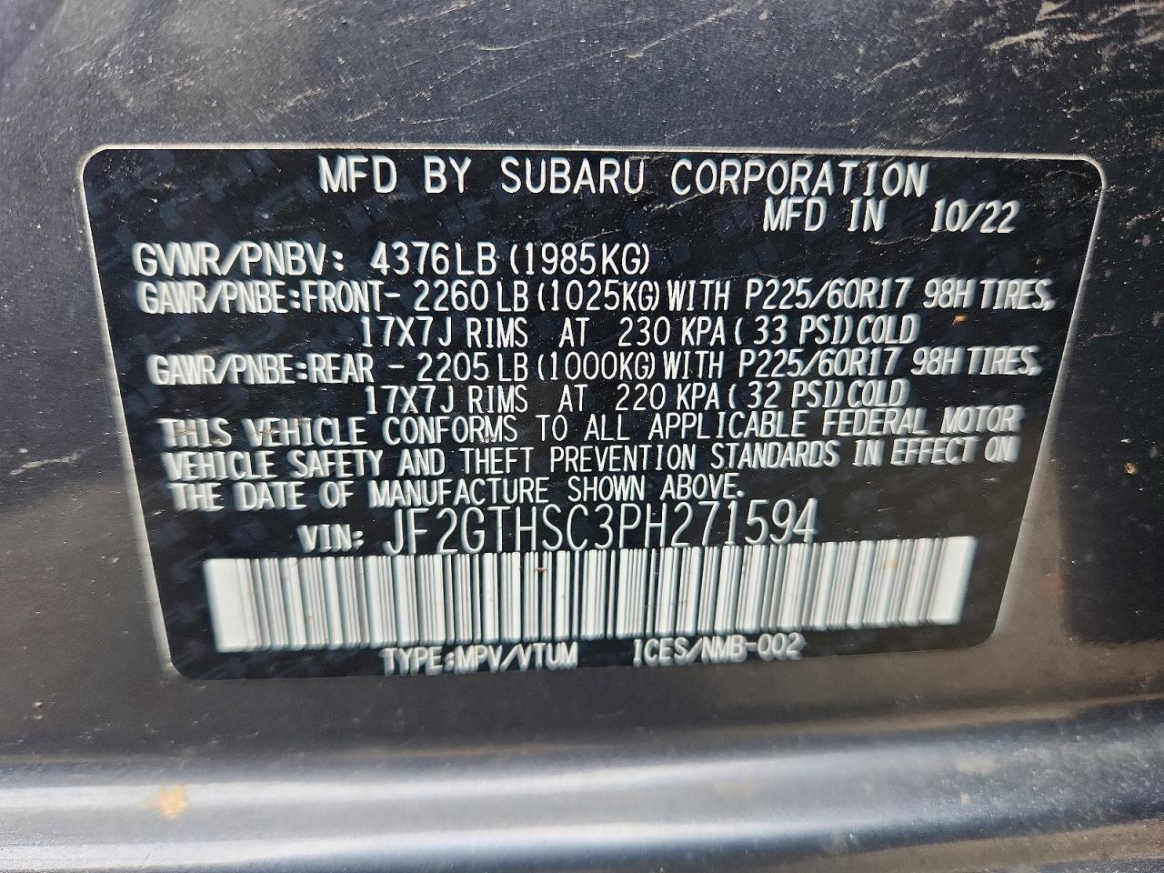 2023 SUBARU CROSSTREK SPORT photo 13