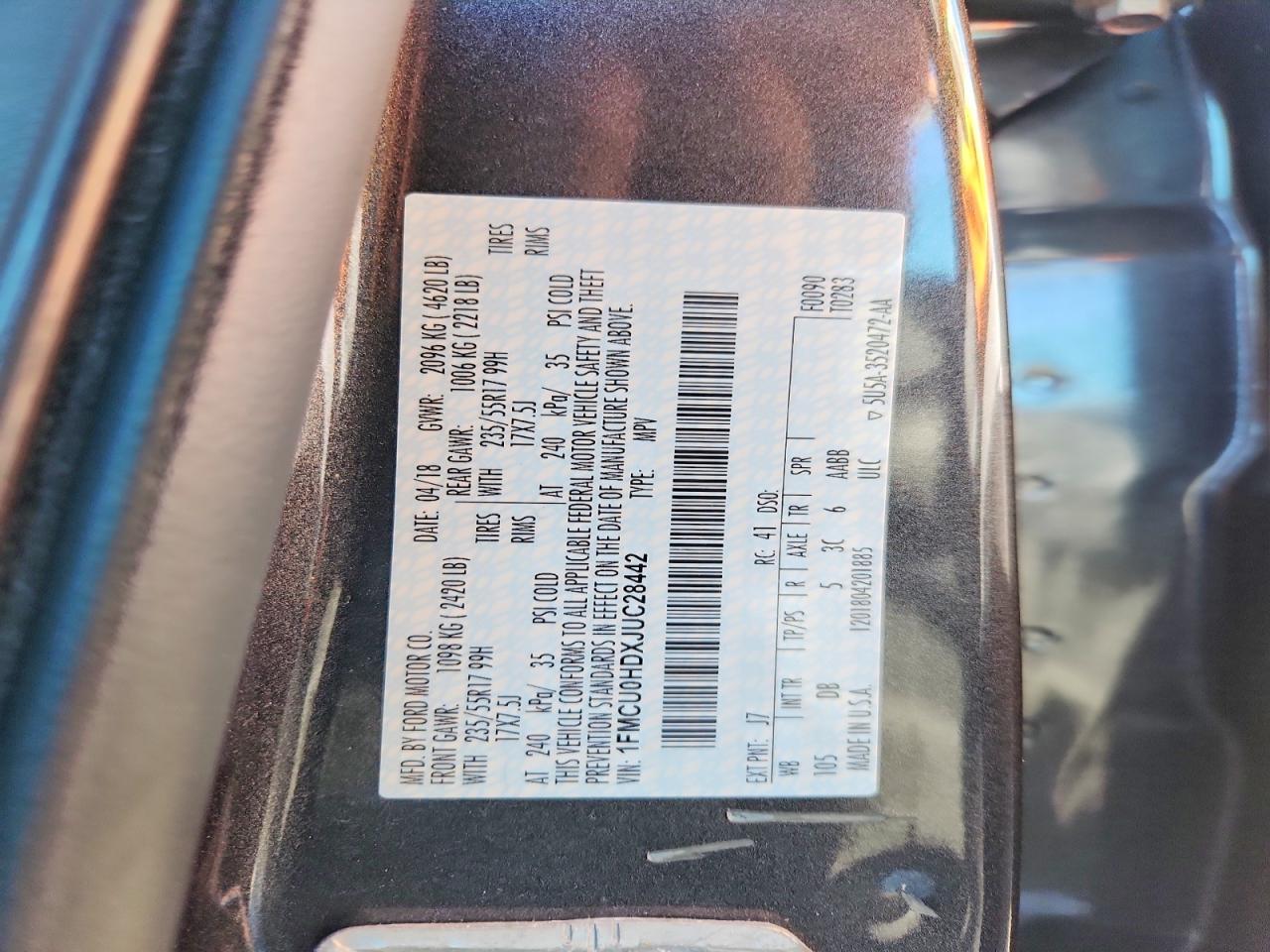 2018 FORD ESCAPE SEL photo 37