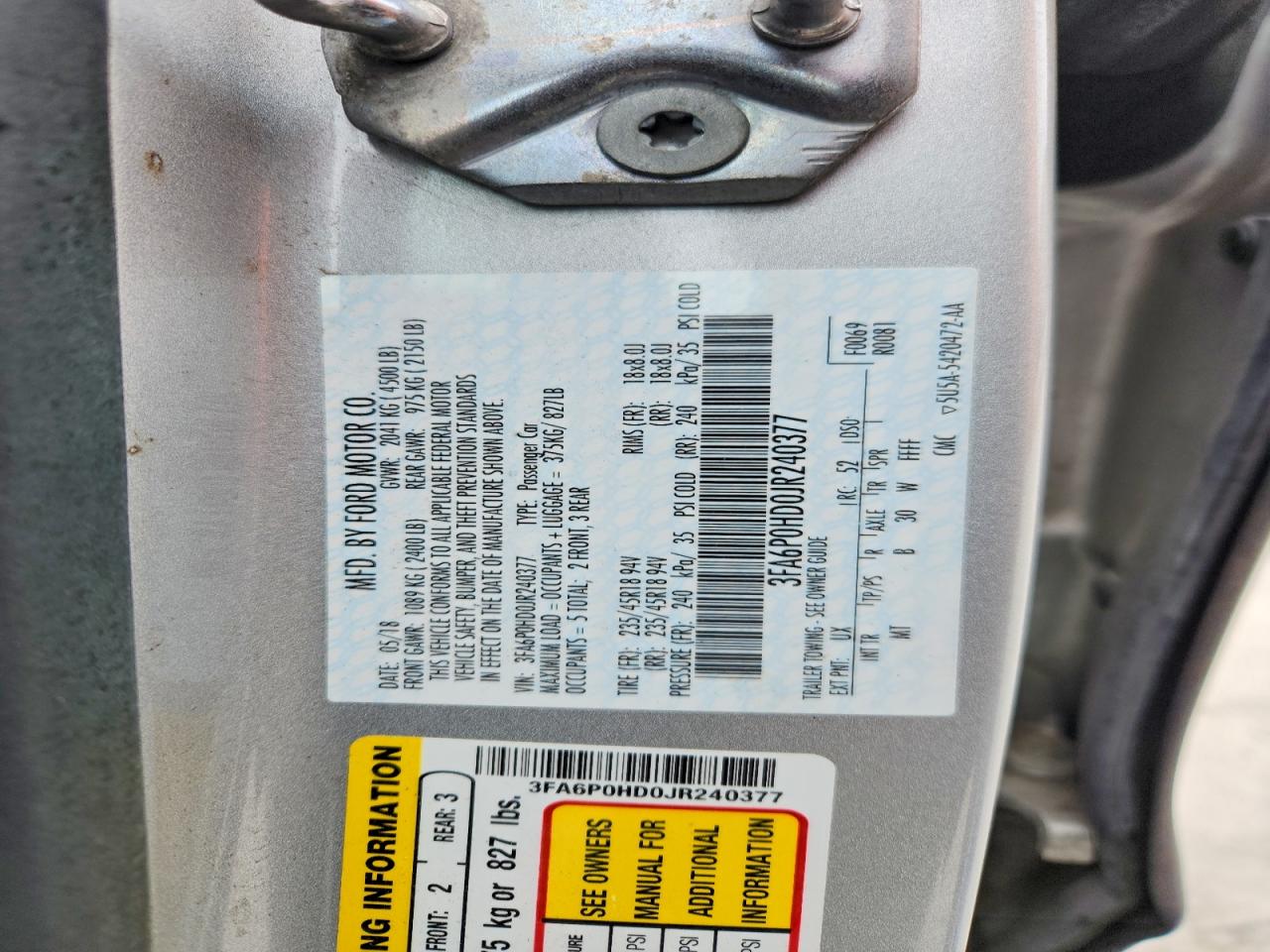 2018 FORD FUSION SE photo 23