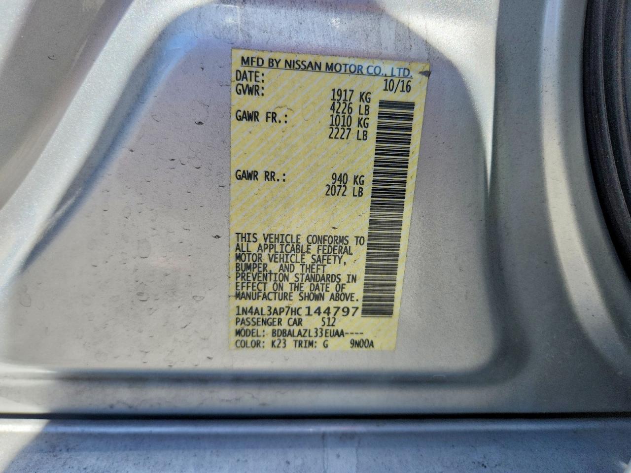 2017 NISSAN ALTIMA 2.5 photo 25