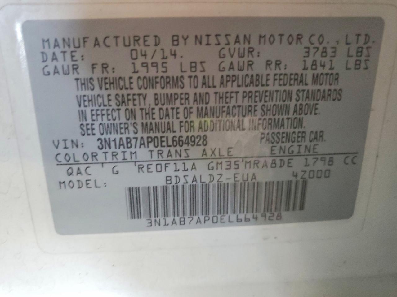 2014 NISSAN SENTRA SV photo 34