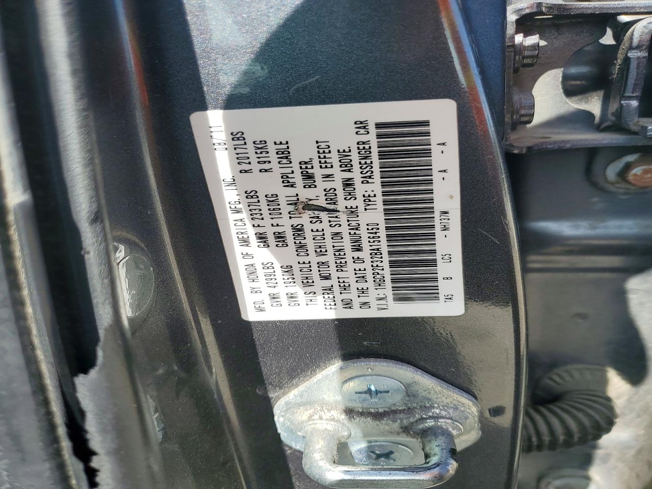 2011 HONDA ACCORD LX photo 23