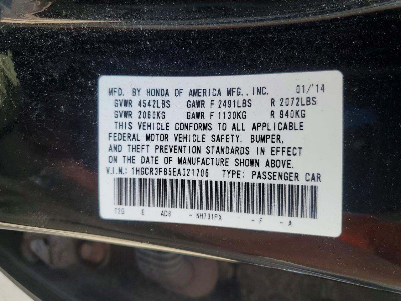 2014 HONDA ACCORD EXL photo 13