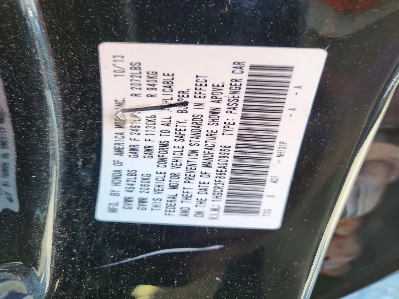 2014 HONDA ACCORD EXL photo 12