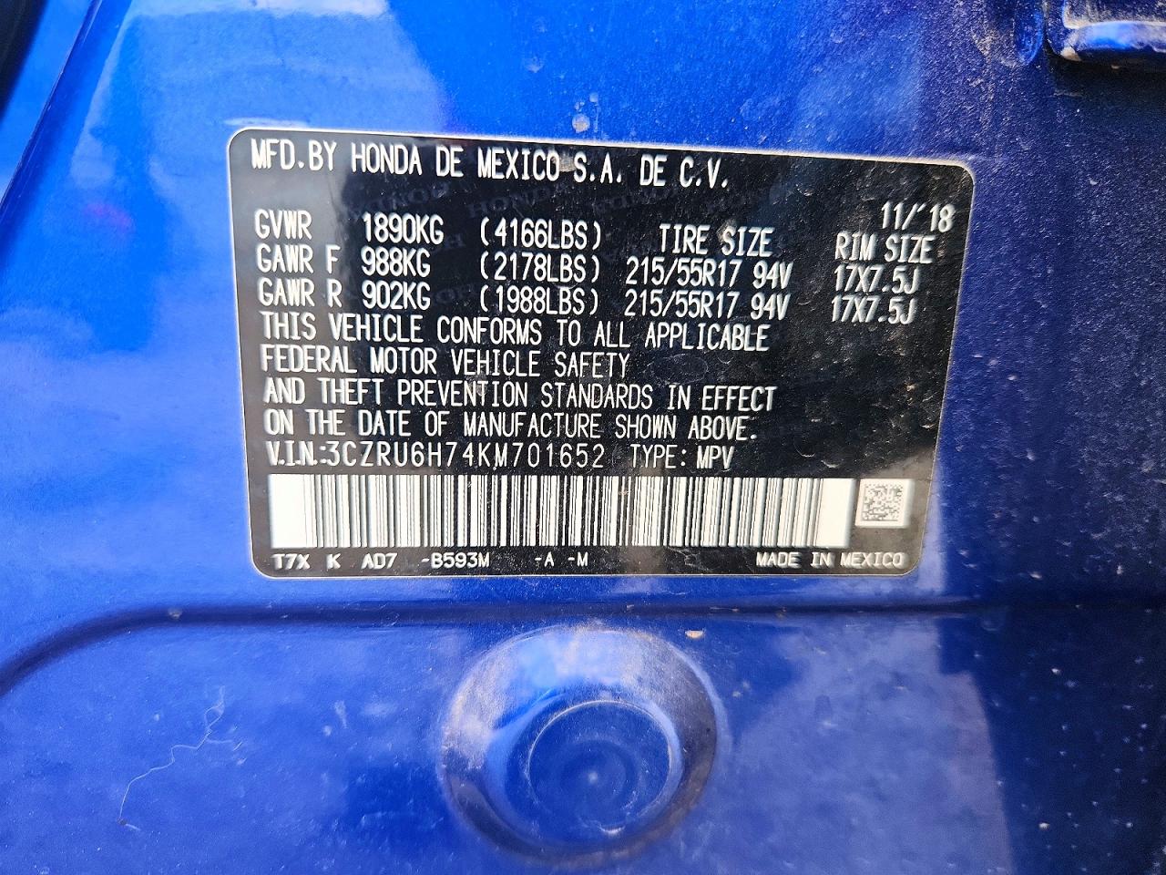 2019 HONDA HR-V EXL photo 25