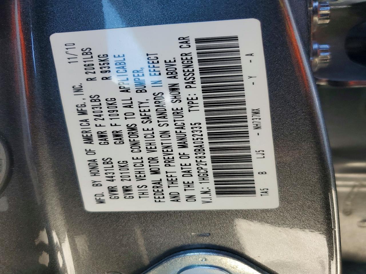 2011 HONDA ACCORD EXL photo 34