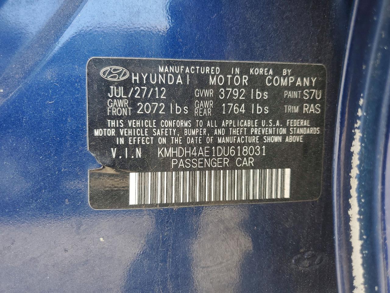 2013 HYUNDAI ELANTRA GLS photo 12