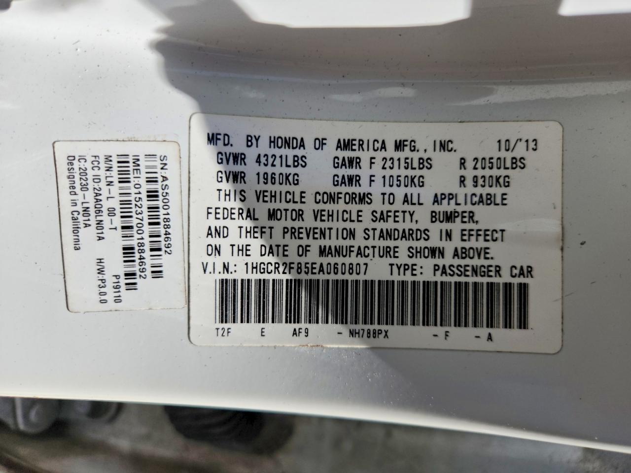 2014 HONDA ACCORD EXL photo 23