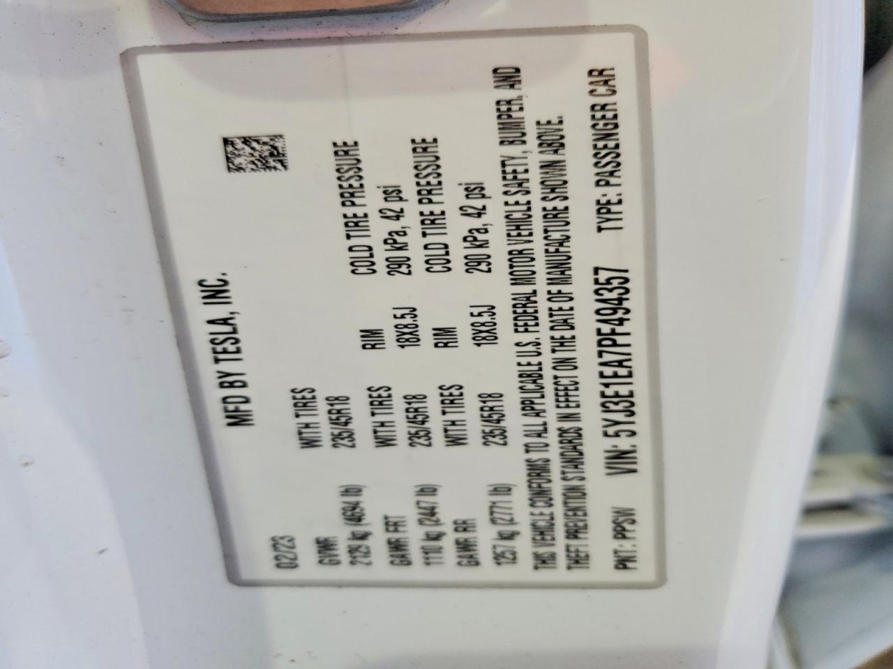 2023 TESLA MODEL 3 photo 34