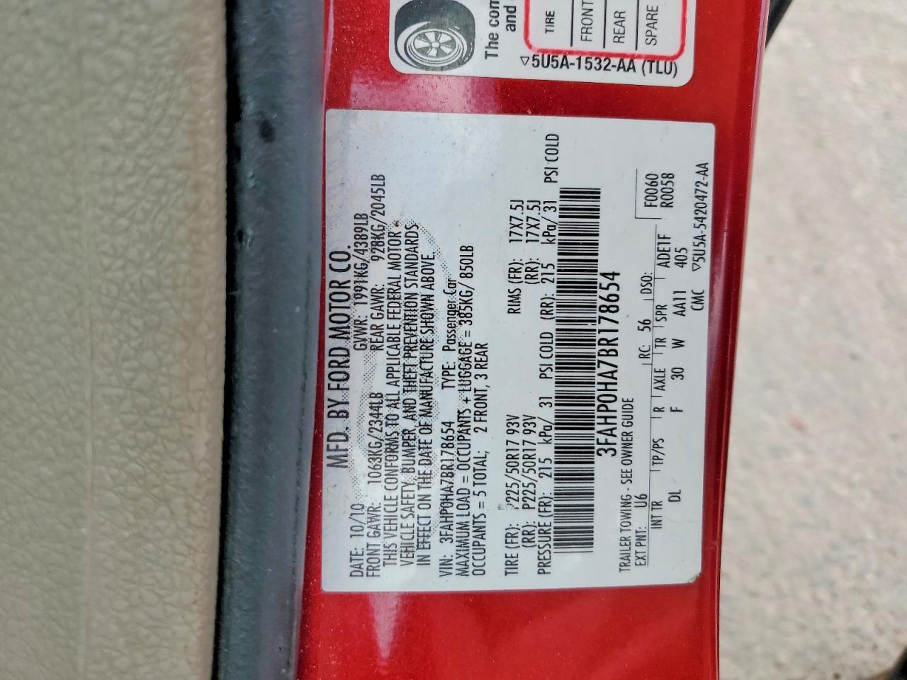 2011 FORD FUSION SE photo 23