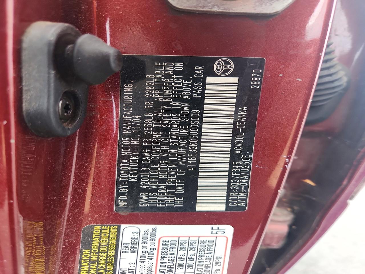 2005 TOYOTA CAMRY LE photo 23