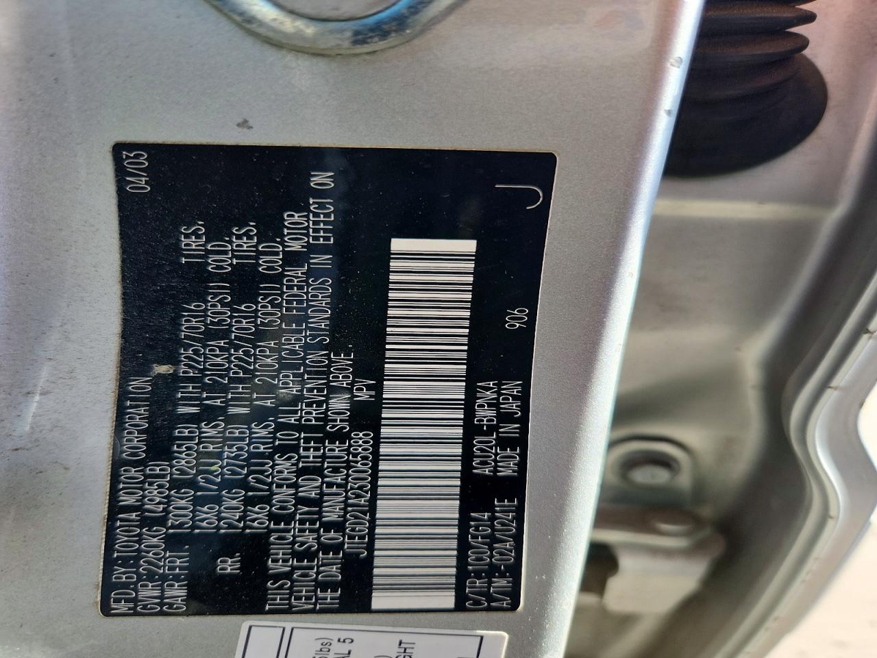 2003 TOYOTA HIGHLANDER BASE photo 27